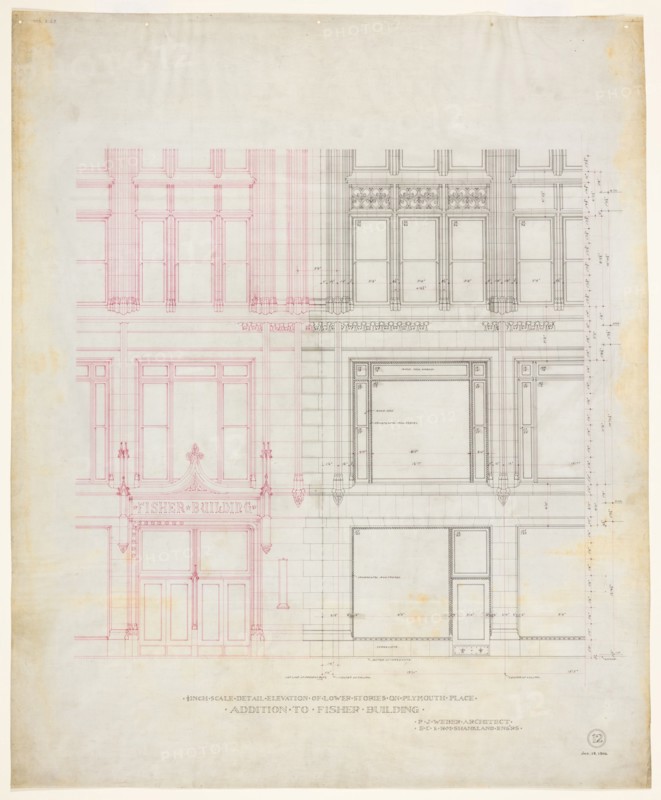 Fisher Building Addition, Chicago, Illinois, Elevation, 1890. Creator: Peter Joseph Weber.
