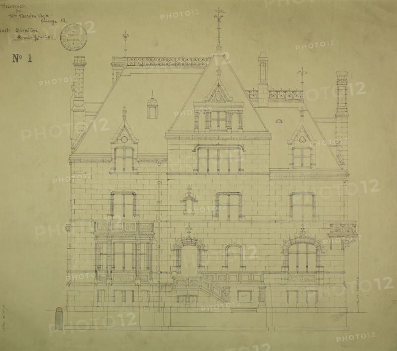 William Borden Residence, Chicago, Illinois, East Elevation, 1885. Creator: Richard Morris Hunt.
