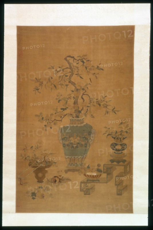 Hanging Scroll (Furnishing Fabric), China, Qing dynasty(1644-1911), 1801/50. Creator: Unknown.