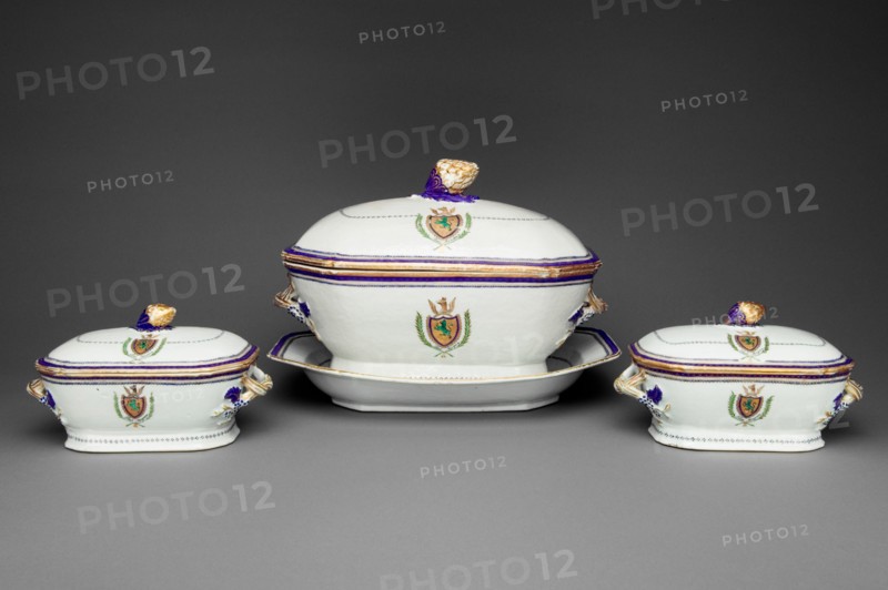 Tureens with cover and a stand, c. 1787/90.  Creator: Unknown.