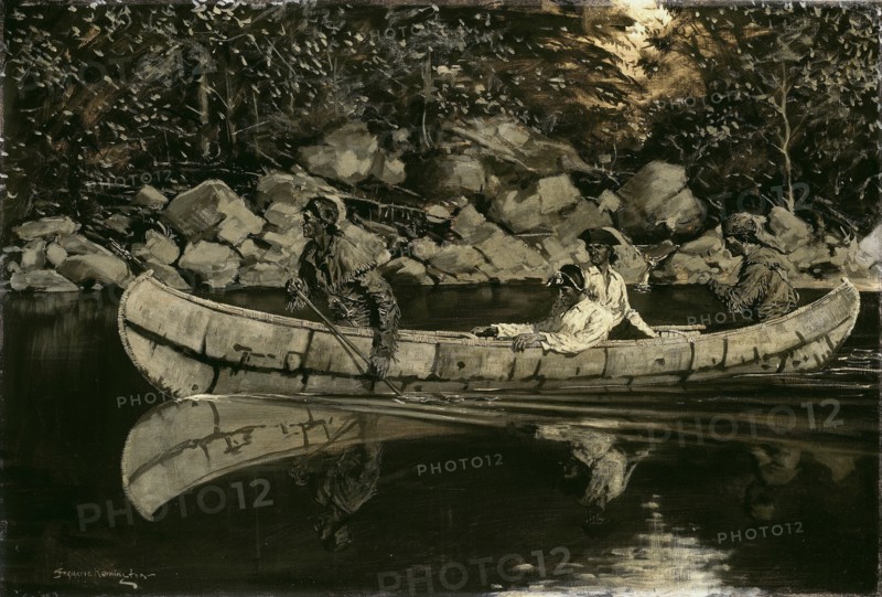 Paddling the Wounded British Officer, 1897. Creator: Frederic Remington.