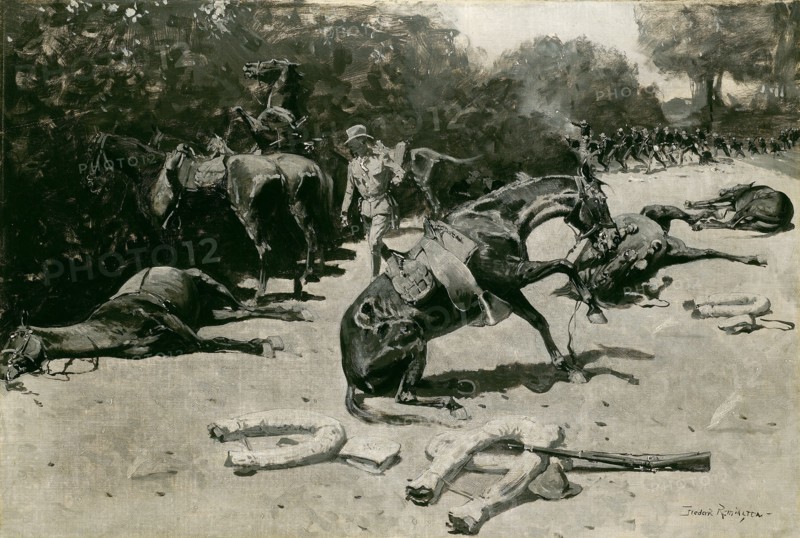 How the Horses Died for Their Country at Santiago, 1899. Creator: Frederic Remington.