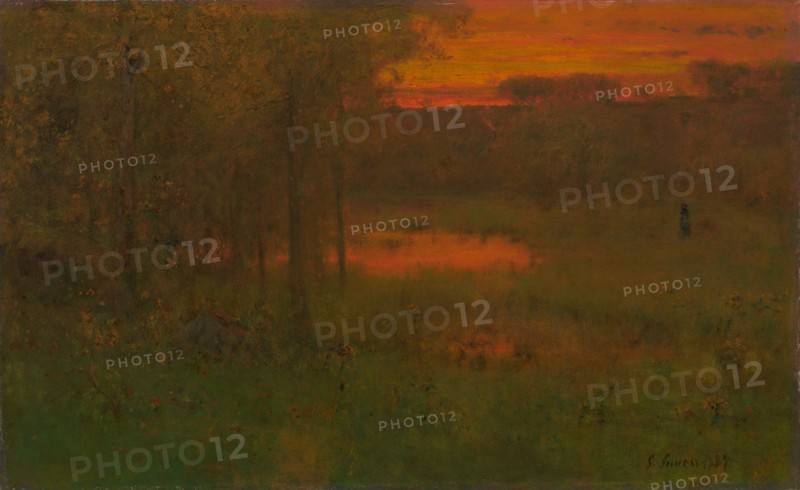 Landscape, Sunset, 1887/89. Creator: George Inness.