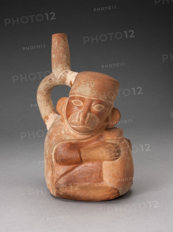 Handle Spout Vessel in Form of a Monkey Holding a Jar, 100 B.C./A.D. 500. Creator: Unknown.
