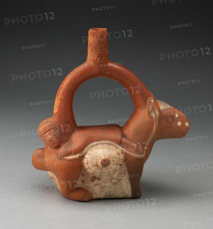 Stirrup Spout Vessel in the Form of a Woman Laying on the Back of a Llama, 100 B.C./A.D. 500. Creator: Unknown.