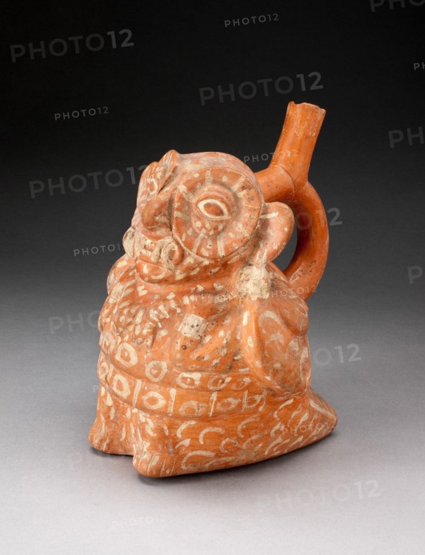 Handle Spout Vessel in the Form of an Anthropomorphic Owl with Feline Fangs..., 100 B.C./A.D. 500. Creator: Unknown.