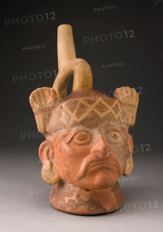 Portrait Vessel of a Ruler with Mustache and Feathered Headdress, 100 B.C./A.D. 500. Creator: Unknown.