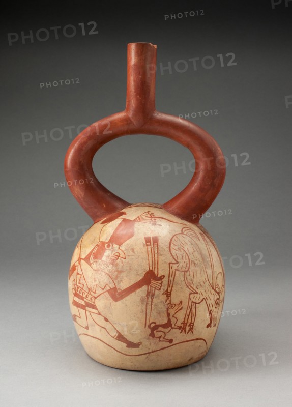 Stirrup Spout Vessel with Fineline Deer Hunt Motifs, 100 B.C./A.D. 500. Creator: Unknown.