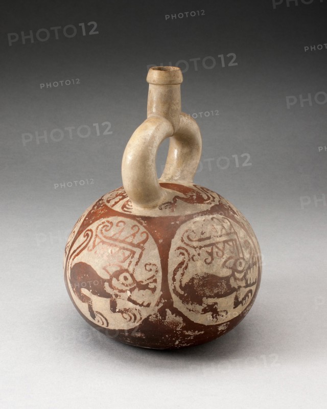 Stirrup Spout Vessel with Fineline Quadruped Motif, 100 B.C./A.D. 500. Creator: Unknown.