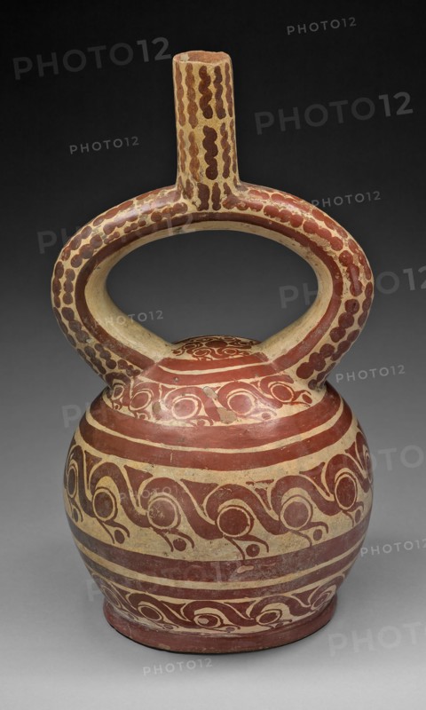 Stirrup Spout Vessel with Bird Head Design, 100 B.C./A.D. 500. Creator: Unknown.