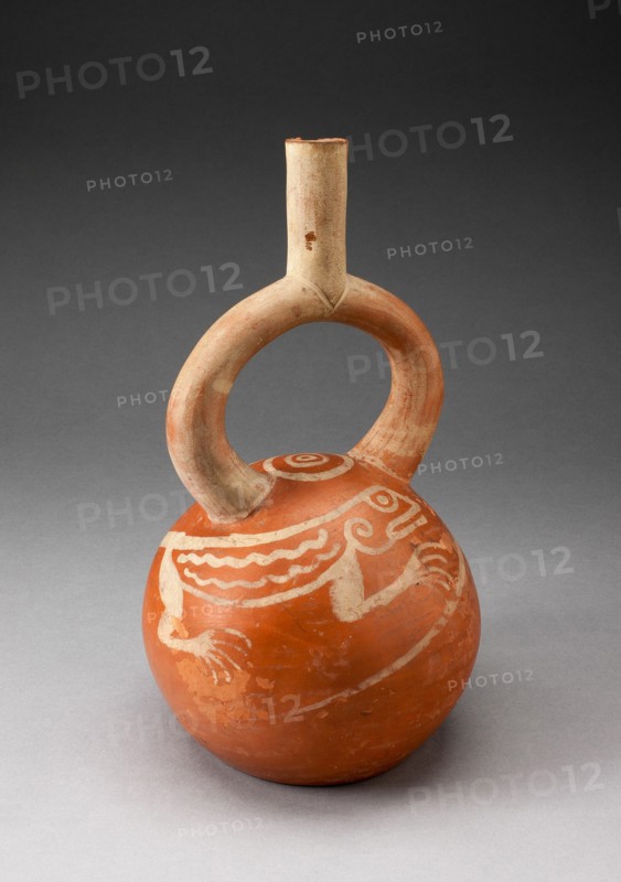 Stirrup Spout Vessel with Fineline Lizard Motifs, 100 B.C./A.D. 500. Creator: Unknown.