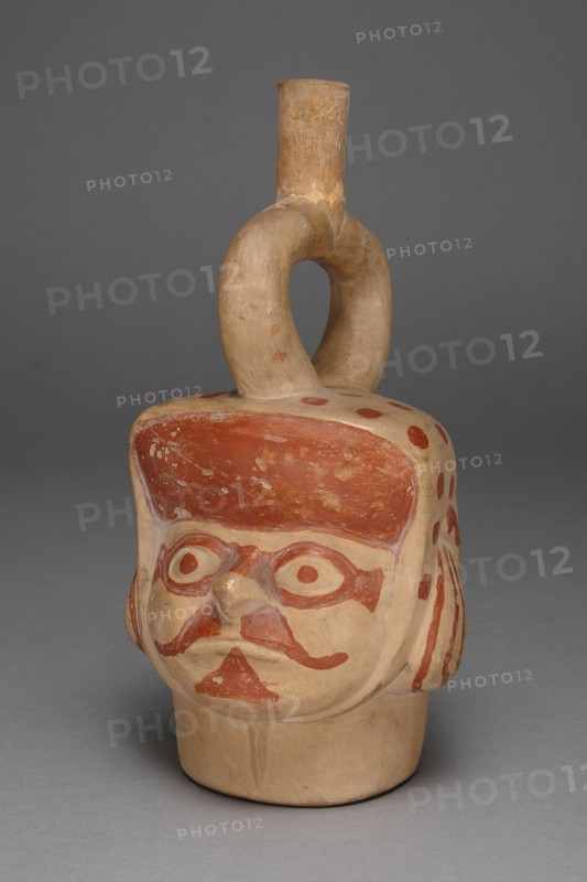 Vessel in Form of a Masked Head with a Mustache, 100 B.C./A.D. 500. Creator: Unknown.