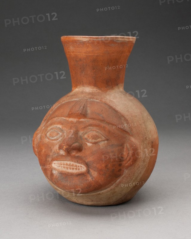 Jar in the Form of a Human Head with Face Painting and Showing Teeth, 100 B.C./A.D. 500. Creator: Unknown.