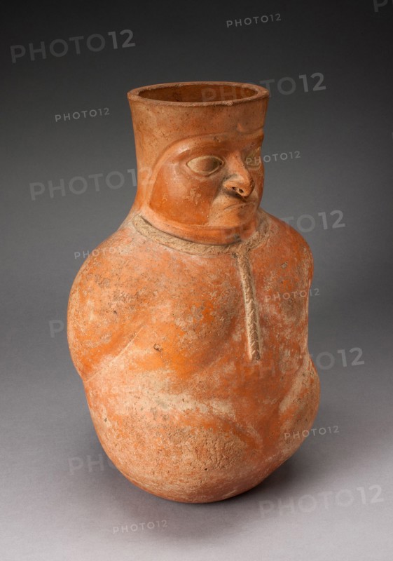 Jar in the Form of a Captive with Modeled Head, Rope Encircling Neck, and Tied Hands, 100 BC/AD 500. Creator: Unknown.