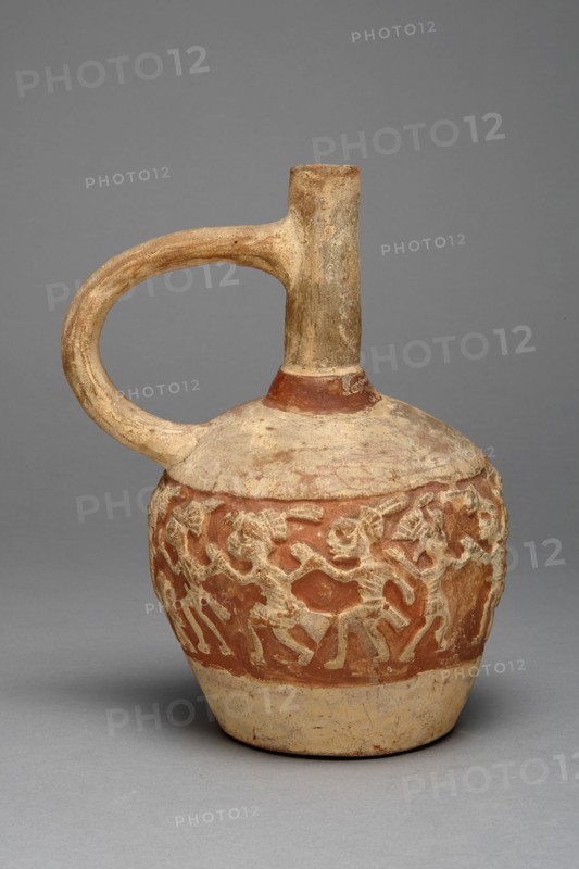 Handeled Jar with a Painted Relief Depicting a Procession of Deceased Figures, 100 B.C./A.D. 500. Creator: Unknown.