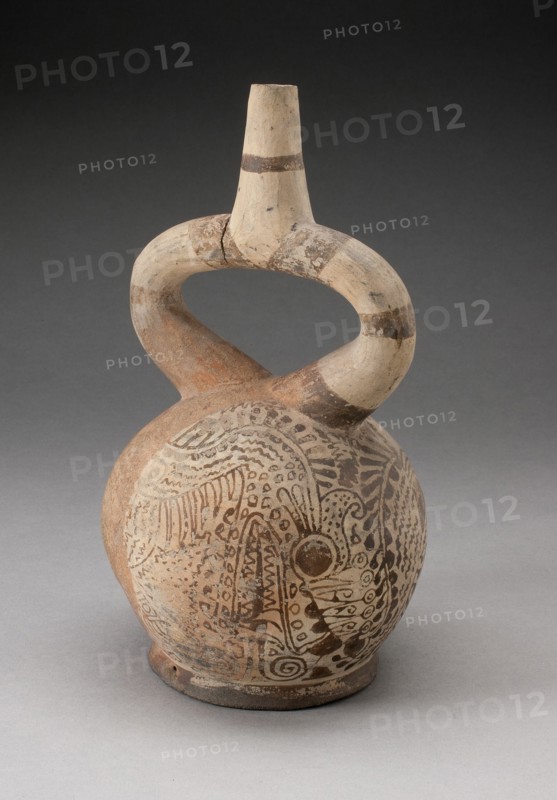 Spout Vessel with Fineline Painting Depicting a Supernatural Wearing a Shell, 100 B.C./A.D. 500. Creator: Unknown.