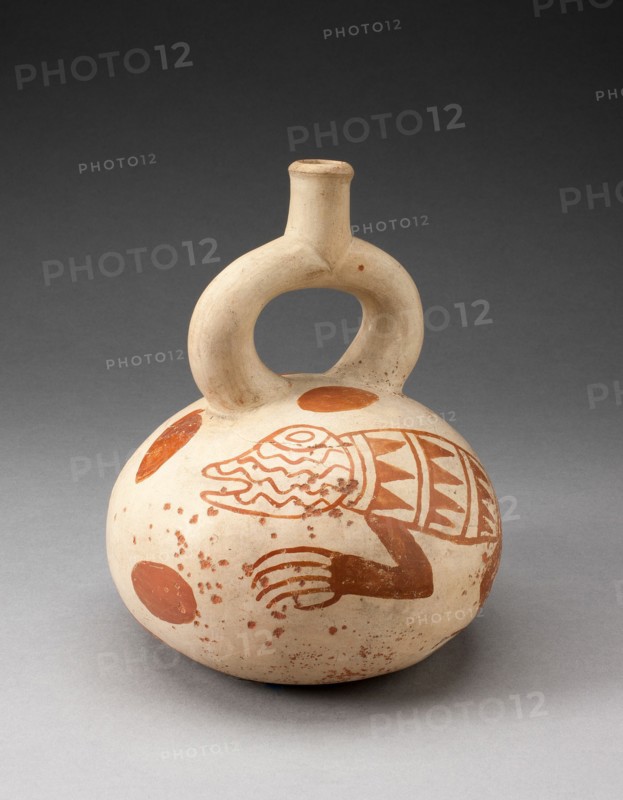 Stirrup Spout Vessel with Fineline Lizard Motifs, 100 B.C./A.D. 500. Creator: Unknown.