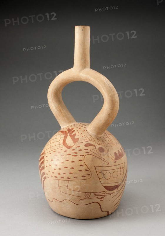Stirrup Spout Vessel with Fineline Bird Motifs, 100 B.C./A.D. 500. Creator: Unknown.