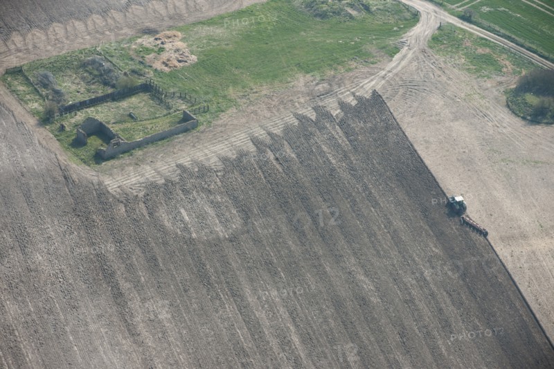 Round barrow showing as a soilmark in a freshly ploughed field near West Overton..., 2015. Creator: Historic England.