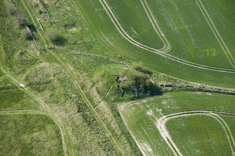 Second World War observation post built into a bowl barrow mound, Cherhill Down, Wiltshire, 2015. Creator: Historic England.