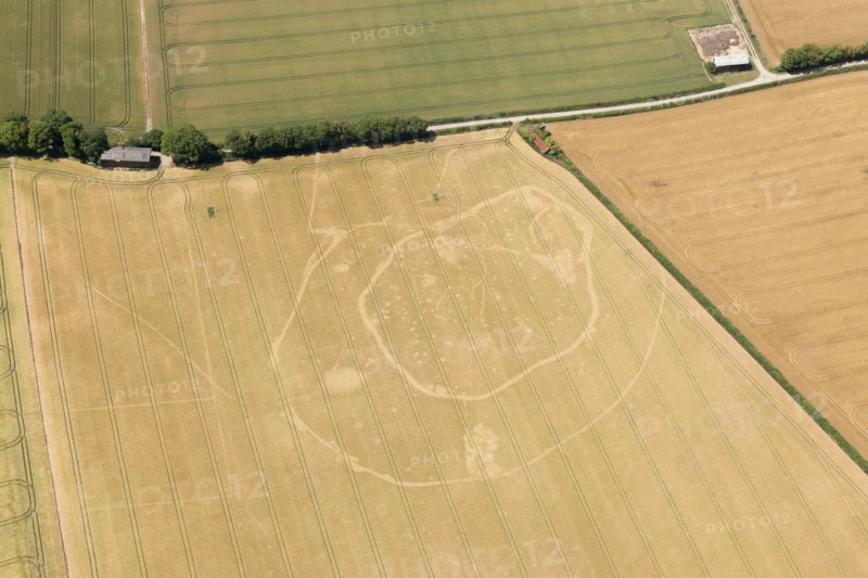 Iron Age double ditched enclosure crop mark, near South Wonston, Hampshire, 2015. Creator: Historic England.