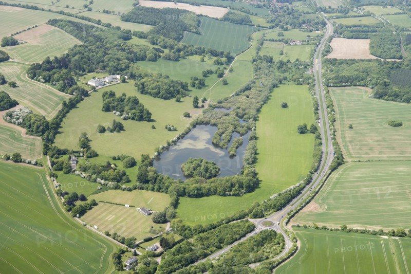 The lake and landscape park at Shardeloes, Amersham, Buckinghamshire, 2018. Creator: Historic England.