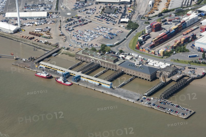 Tilbury Riverside Station and floating landing stage, Essex, 2018. Creator: Historic England.