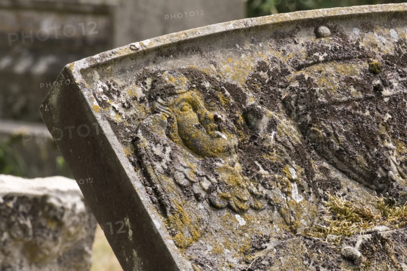 Gravestone in the churchyard of St John the Baptist's Church, Elmore, Gloucestershire, 2018. Creator: Steven Baker.