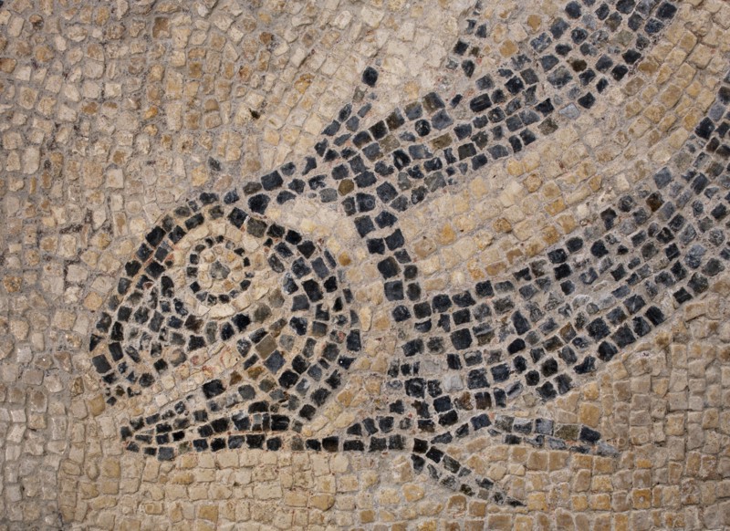 Mosaic, Great Witcombe Roman Villa, Gloucestershire, 2018. Creator: James O Davies.