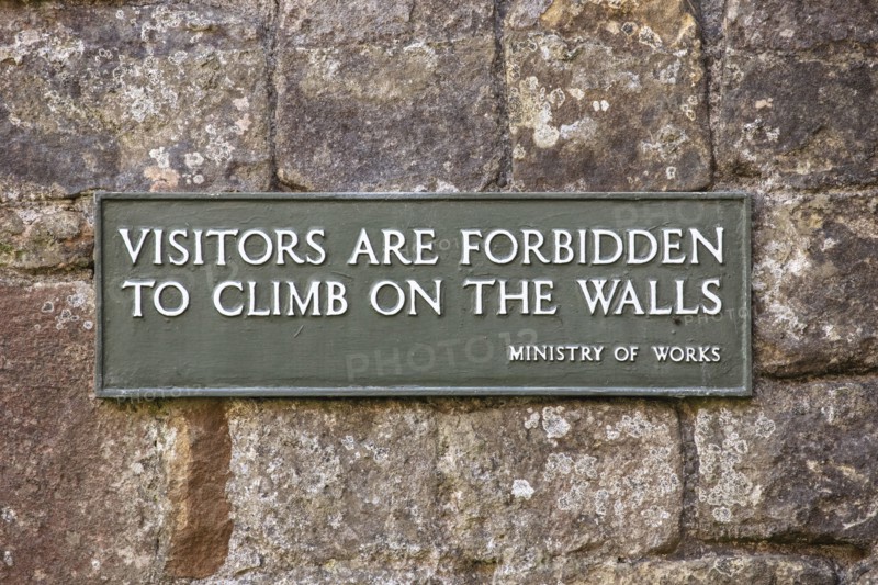 Notice on the wall of Lanercost Priory, Cumbria, 2018. Creator: Alun Bull.