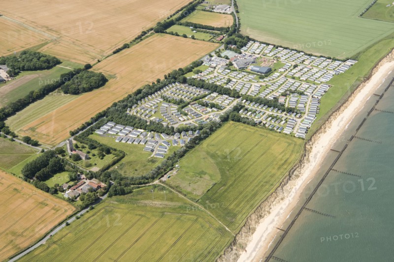 Caravan park and site of a World War II heavy anti aircraft battery, Corton Cliffs, Suffolk, 2019. Creator: Historic England.