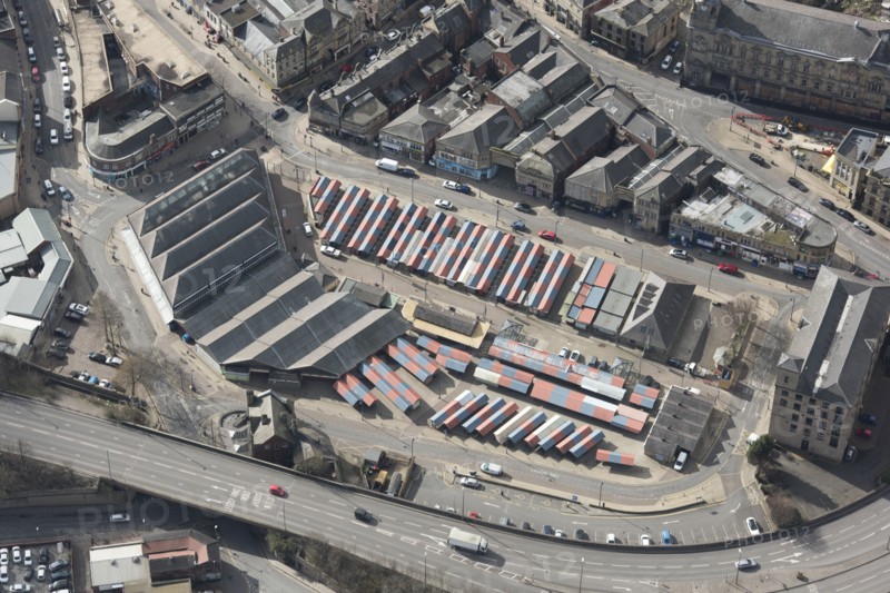 The Market Hall and outdoor market, Dewsbury, Yorkshire, 2019. Creator: Historic England.