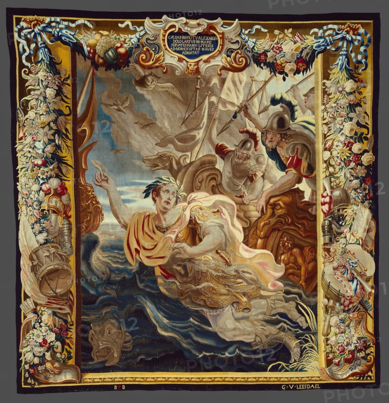 Caesar Throws Himself into the Sea, from 'The Story of Caesar and Cleopatra', Flanders, c. 1680. Woven at the workshop of Willem van Leefdael, after a design by Justus van Egmont.