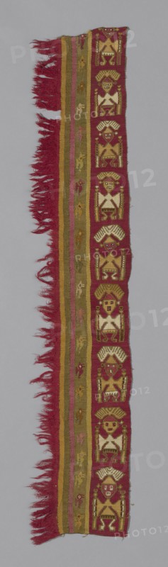 Fragment (Loincloth), Peru, A.D. 1250/1470. Human figure with headdress motif.