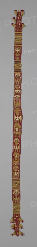 Band, Peru, A.D. 1250/1470. Human figure with headdress motif.