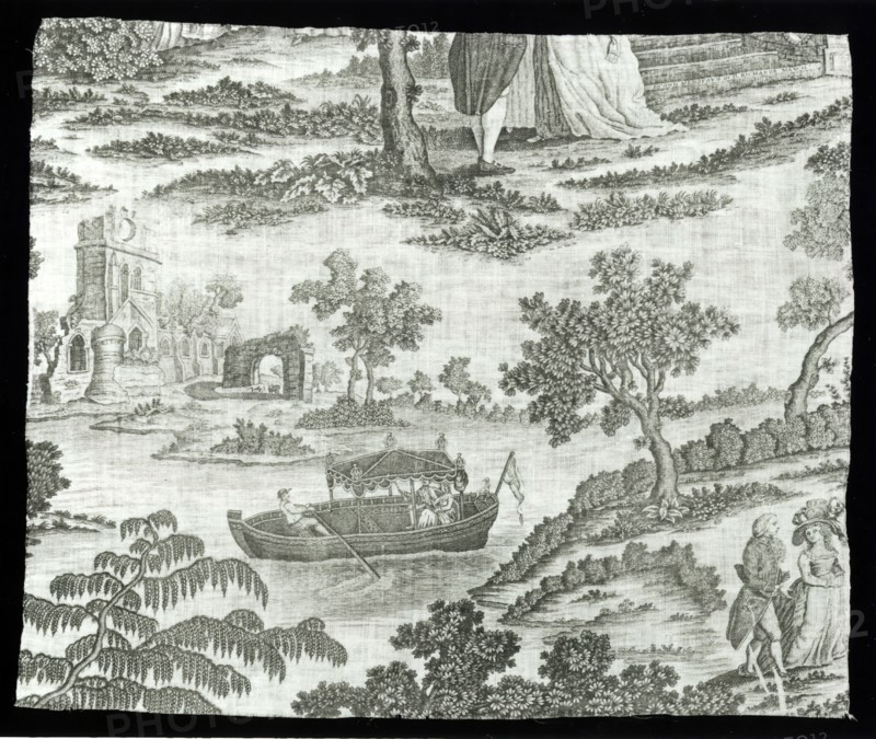 Panel (Furnishing Fabric), England, c. 1780. Rural scenes.