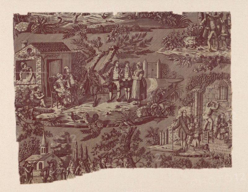 La Noce de Campagne (The Country Wedding) (Furnishing Fabric), France, c. 1820. Designed by Delmes after engraving by Jean Pierre Marie Jazet after Hippolyte Lecomte.