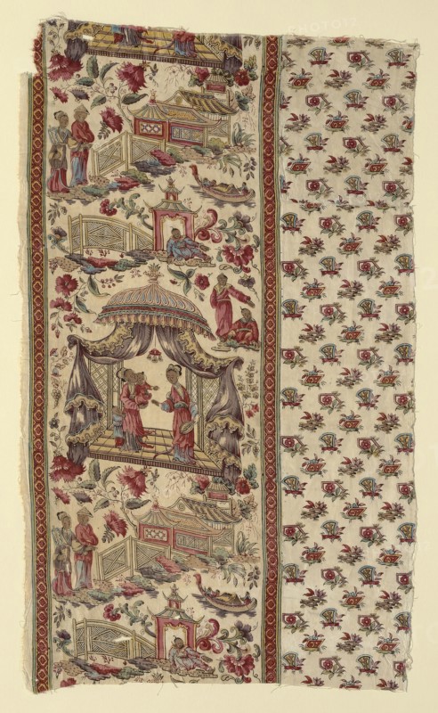 Fragment (Furnishing Fabric), England, c. 1806. Chinese-inspired design by J.J. Pearman, manufactured by Bannister Hall Print Works.