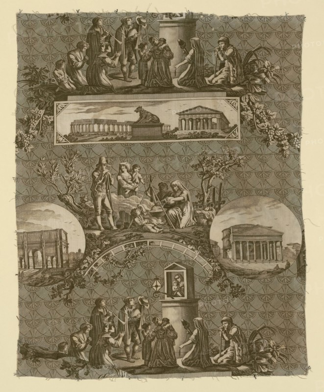 Le Romain (The Roman) (Furnishing Fabric), France, 1811. Designed by Jean Baptiste Huet, engraved by Jules Mallet, after Bartolomeo Pinelli.