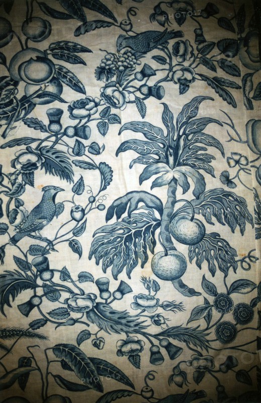 Panel (Furnishing Fabric), Middlesex, c. 1780. Floral print with birds and fruit, designed by Ollive and Talwin, manufactured at Bromley Hall.