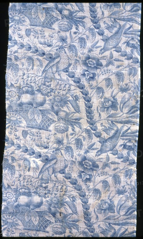 Panel (Furnishing Fabric), England, c. 1815. Floral print with birds and fruit.