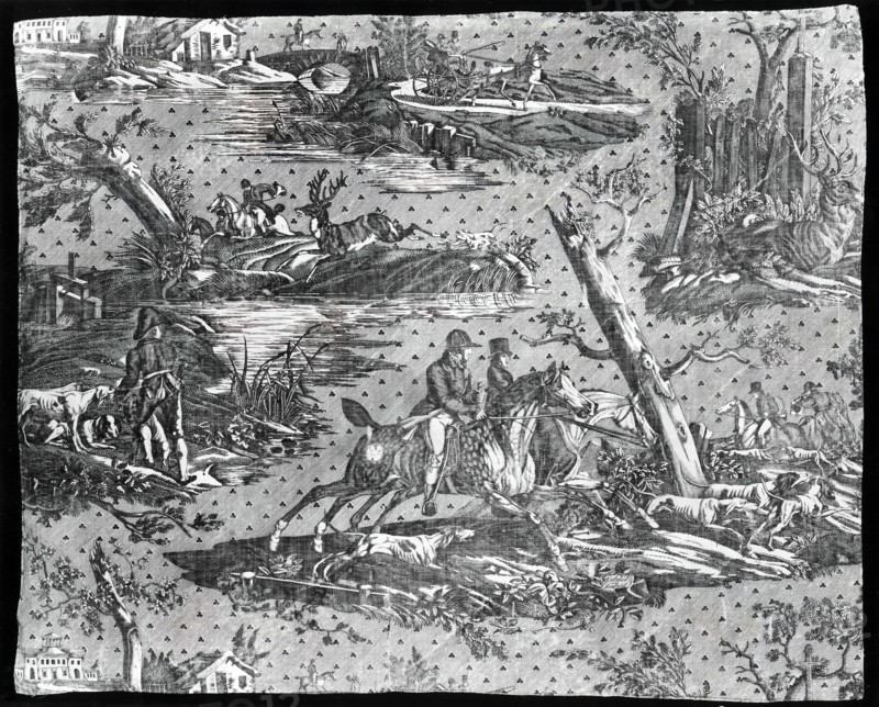 La Route de Jouy (The Road to Jouy) (Furnishing Fabric), Nantes, c. 1820. Engraved by Delmes after Carle Vernet and Horace Vernet, manufactured by Favre-Petitpierre et Cie.