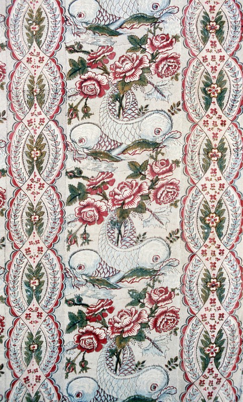 Panel (Furnishing Fabric), France, 1770/82. Floral print with stylised dolphins.