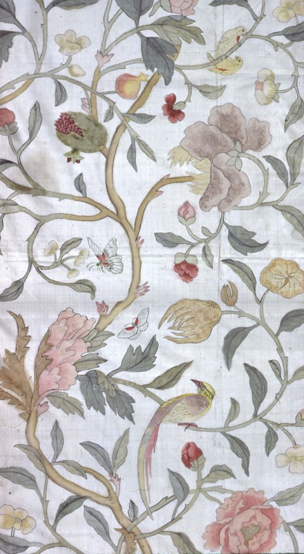 Panel (Furnishing Fabric), France, 18th century. Pattern of birds, flowers and insects.