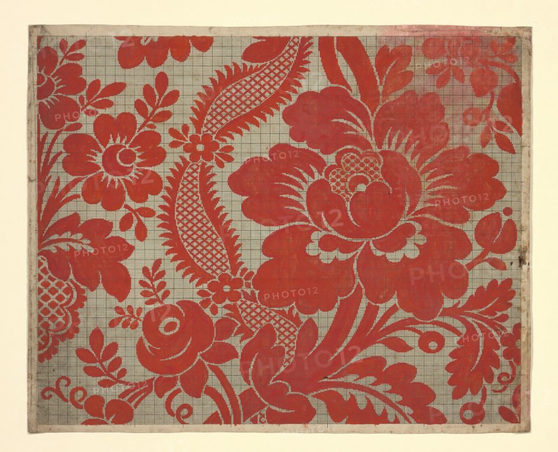 Mise-en-carte (Point-paper), France, 1760/90. Preparatory technical drawing for a patterned silk, instructions for the weaver.