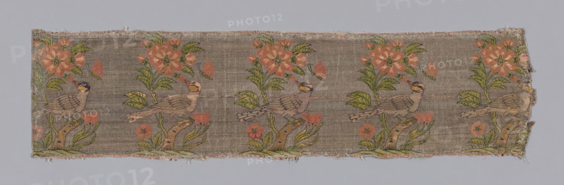 Dress or Furnishing Fabric, Iran, late 17th century. Floral pattern with birds.