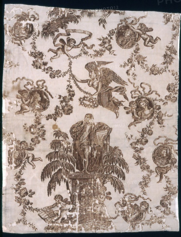 Shakespeare and Garrick (Furnishing Fabric), England, c. 1790. Designed by Louis Francois Roubillac.
