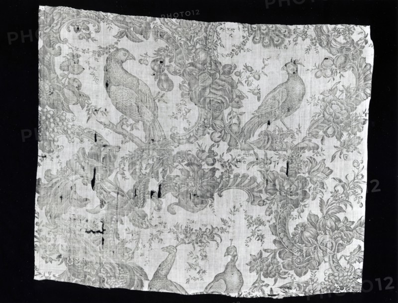 Panel (Furnishing Fabric), Middlesex, 1765/75. Floral print with exotic birds. Manufactured by Bromley Hall.