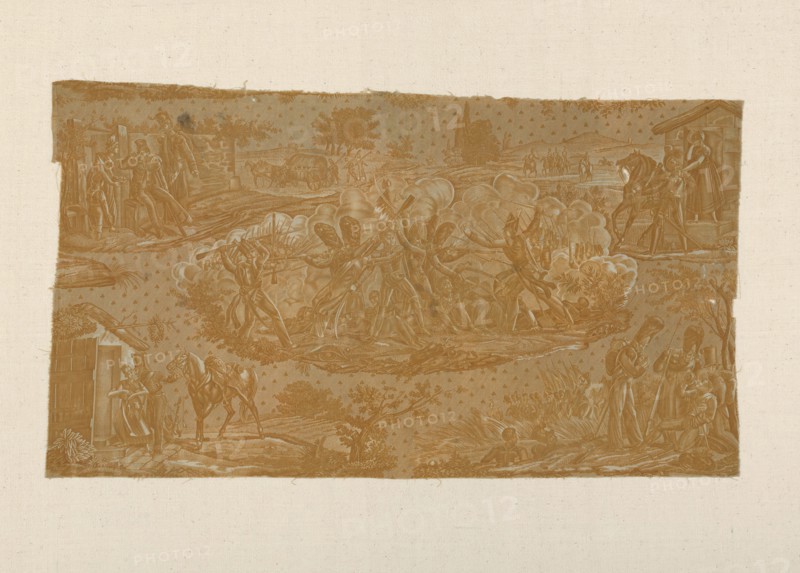Cambronne at Waterloo (Furnishing Fabric), France, 1820/25. French Brigadier General Pierre Cambronne at the Battle of Waterloo. Manufactured by Hartmann et Fils.