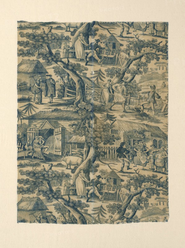 Fragment (Furnishing Fabric), Manchester, c. 1820. Rural scenes. Manufactured for John Marshall.